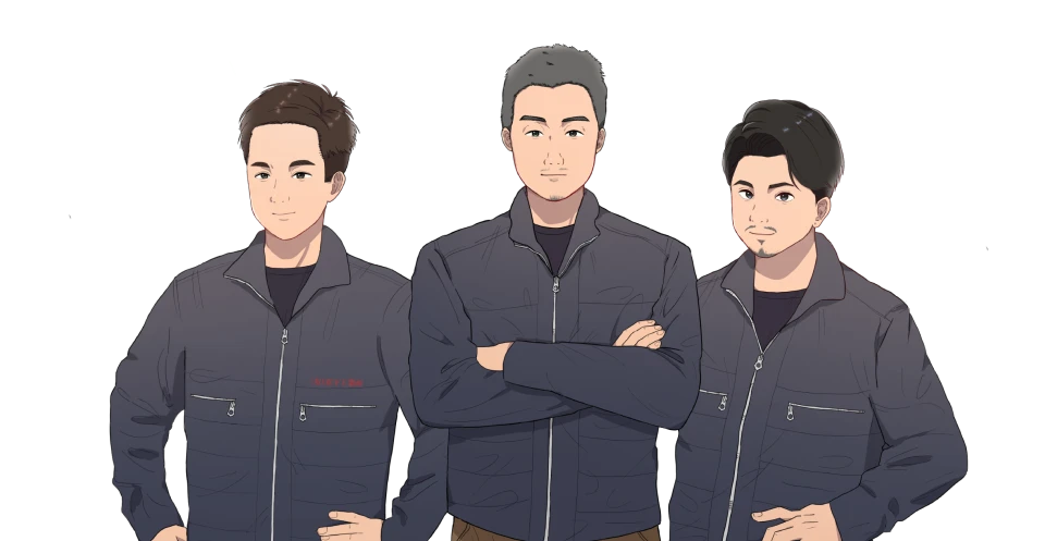 宮下工業所のスタッフの似顔絵イラスト